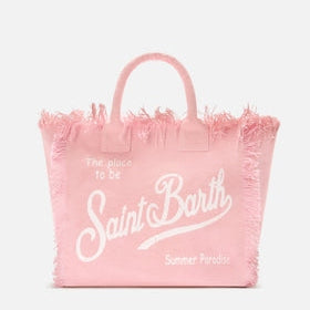 MC2 SAINT BARTH Borsa Vanity Regular Rosa in Canvas con Frange
