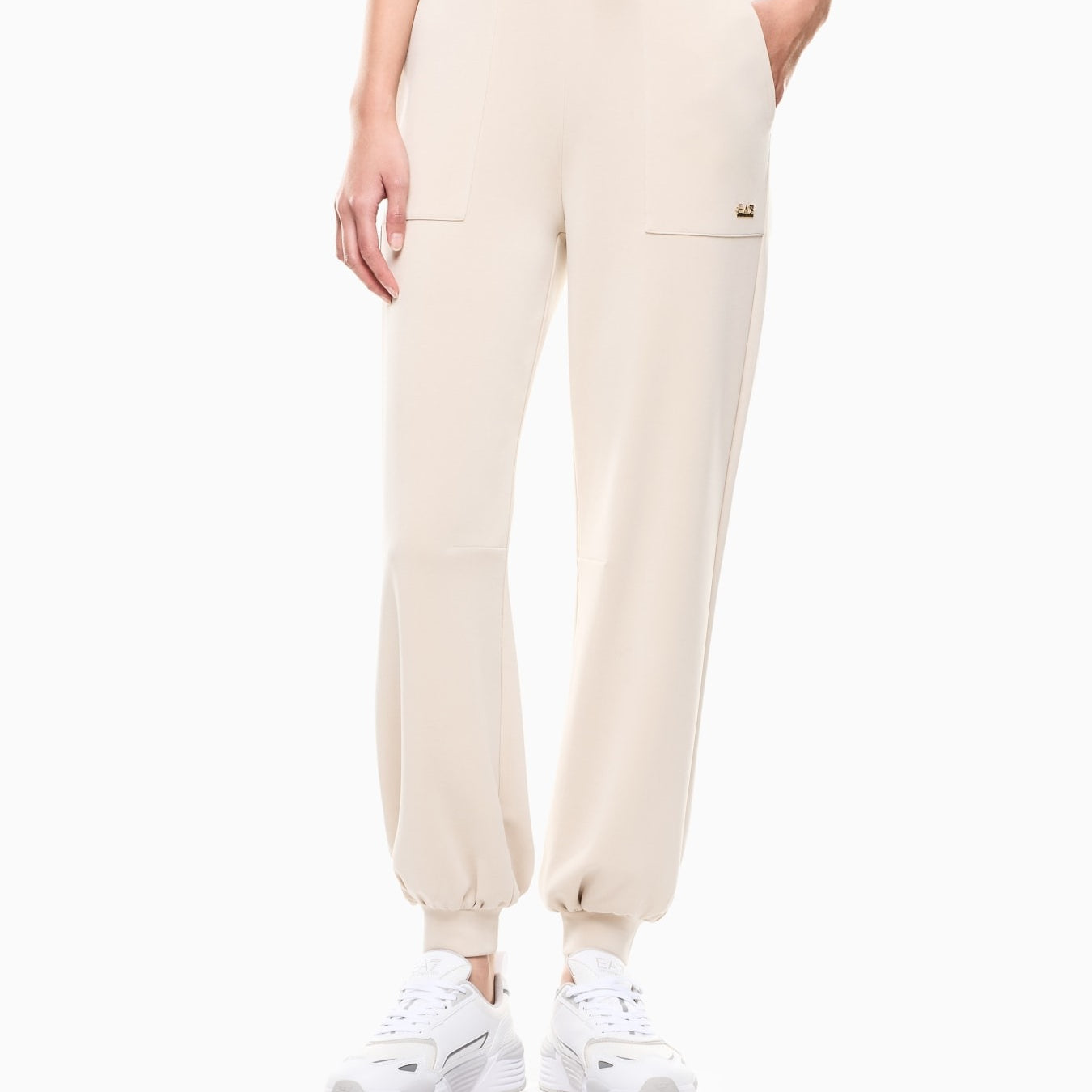 Armani EA7 Jogger Core Lady in Interlock di Misto Modal Stretch Beige