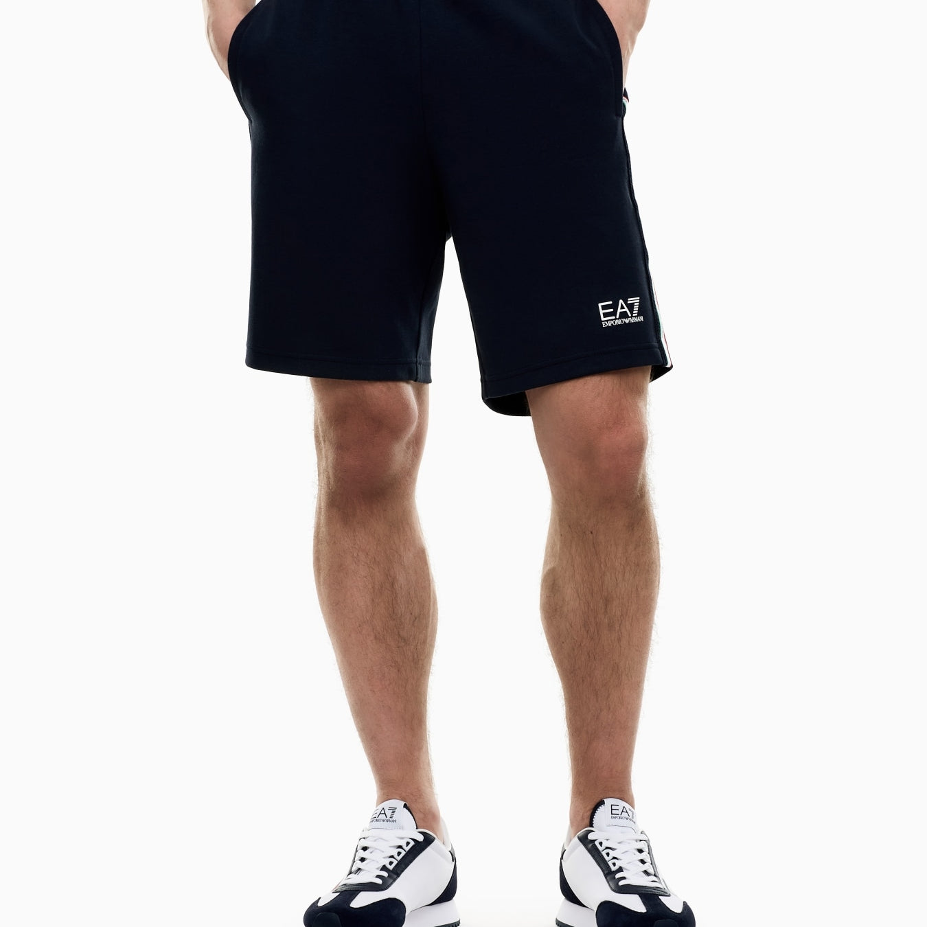ARMANI EA7 Bermuda Logo Series in Interlok di Misto Cotone
Blù