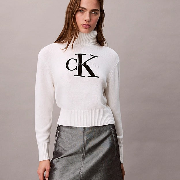 Calvin Klein Jeans Maglione a Collo Alto in Morbida Ciniglia