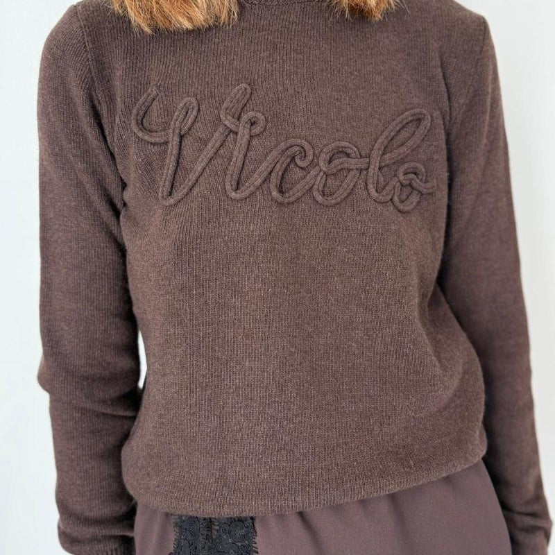Vicolo Pullover Girocollo con Logo Ricamato 3D Vicolo