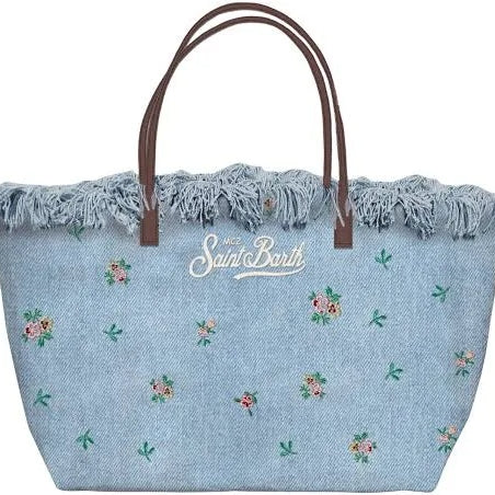 Mc2 Saint Barth Borsa Shopper City Medium in Canvas con Frange