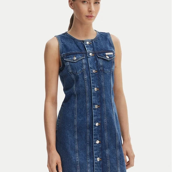 Calvin Klein Jeans Abito Corto in Jeans Blù