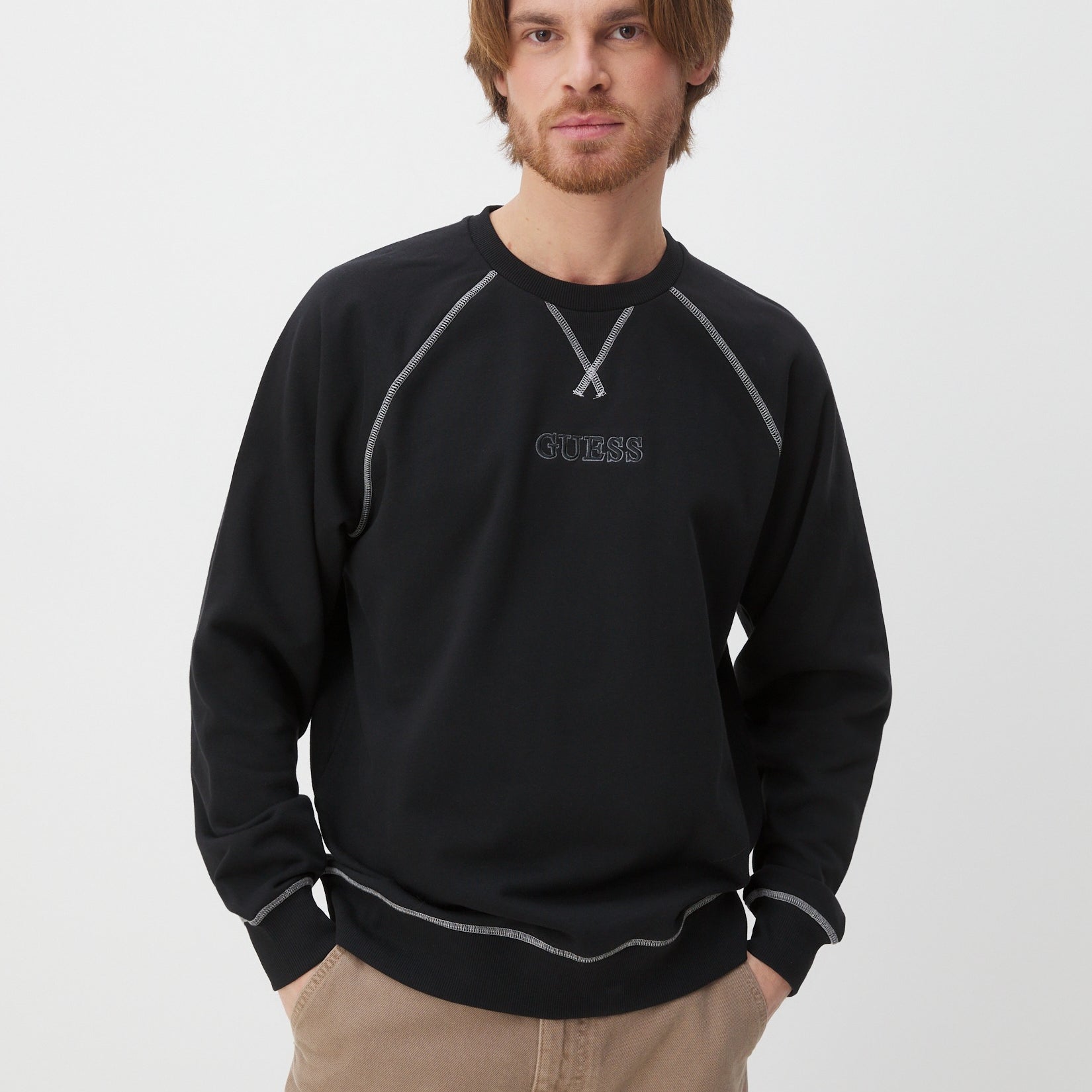 Guess Felpa Manca Lunga con Logo