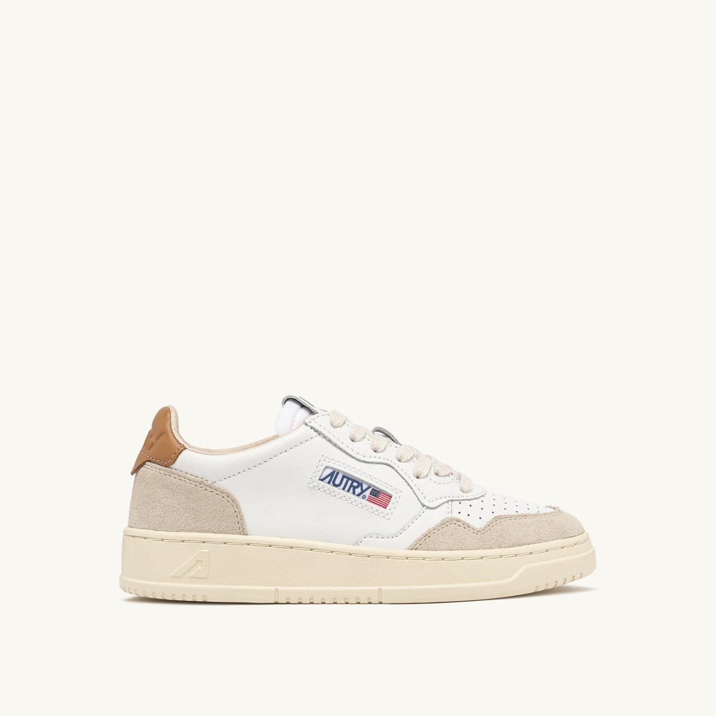 Autry Sneakers Medalist Low in Pelle e Suede Bianco e Beige