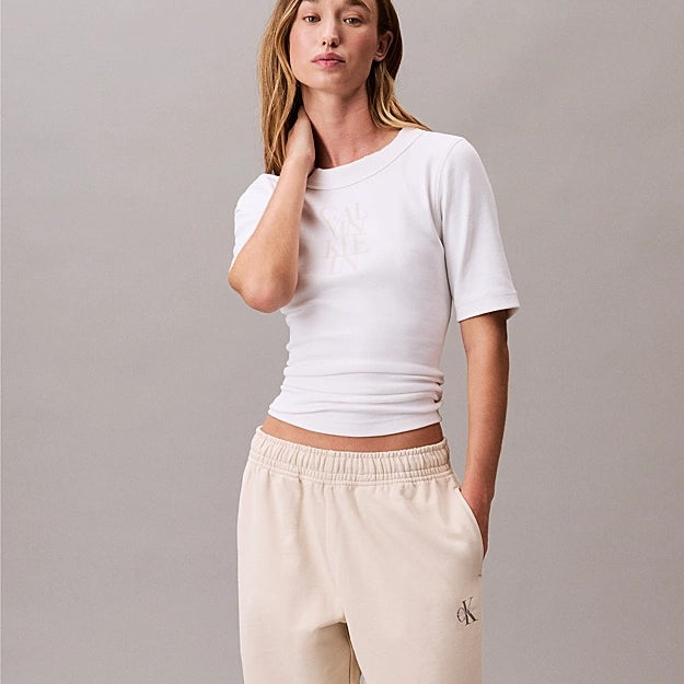 Calvin Klein Jeans Pantaloni da Tuta con Monogramma in Spugna di Cotone