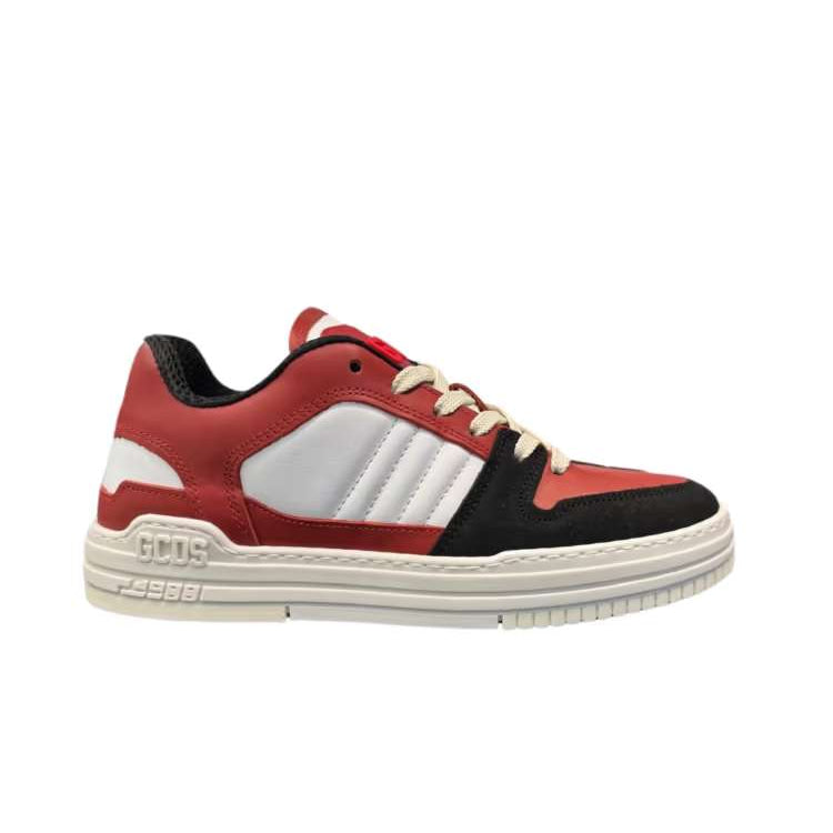 GCDS Sneakers in pelle e Camoscio Rosso Nero