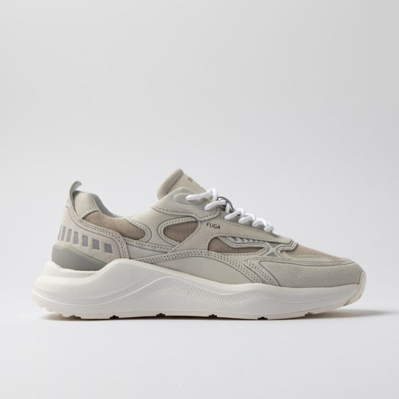 D.A.T.E. Fuga Hf Natural Sneakers in Mesh e Pelle Beige