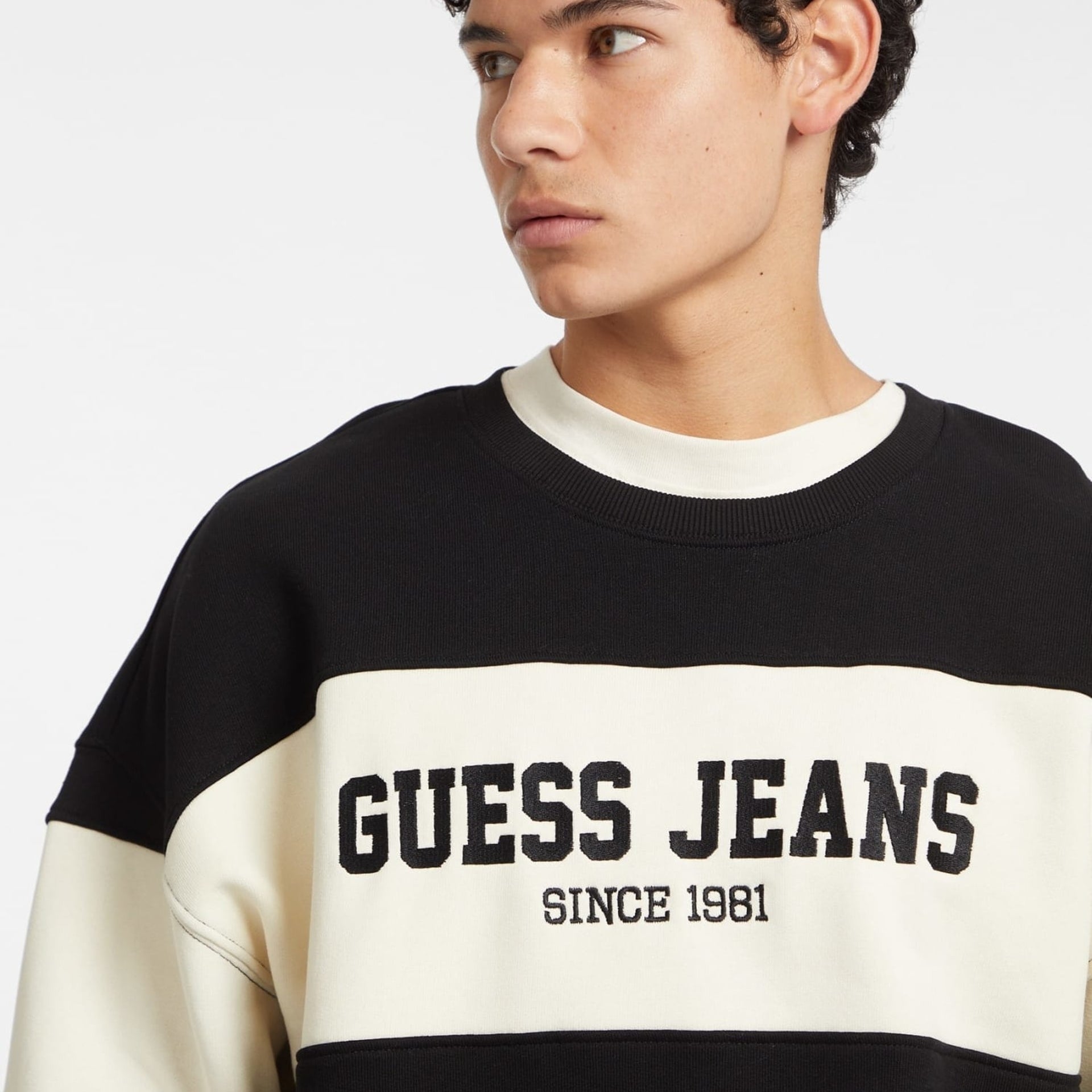 Guess Jeans Felpa Girocollo con Riga Orizzontale
Beige