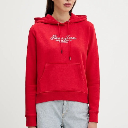 Guess Jeans Felpa in Cotone Rosso