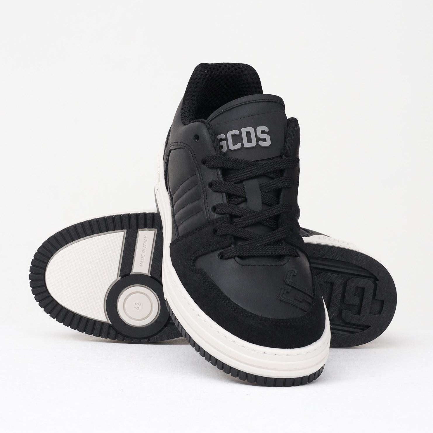 GCDS Sneakers in Pelle e Camoscio Nero