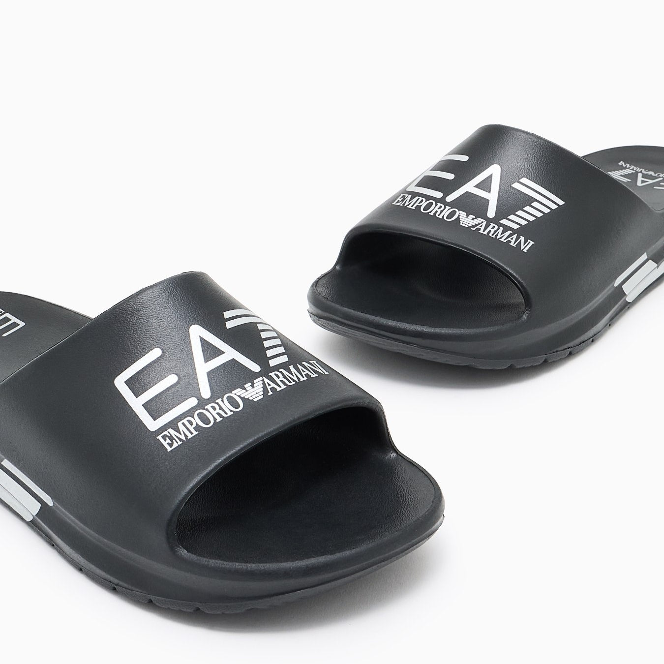 Armani EA7 Ciabatta Slides Crusher Distance con Maxi Logo Nero/Argento