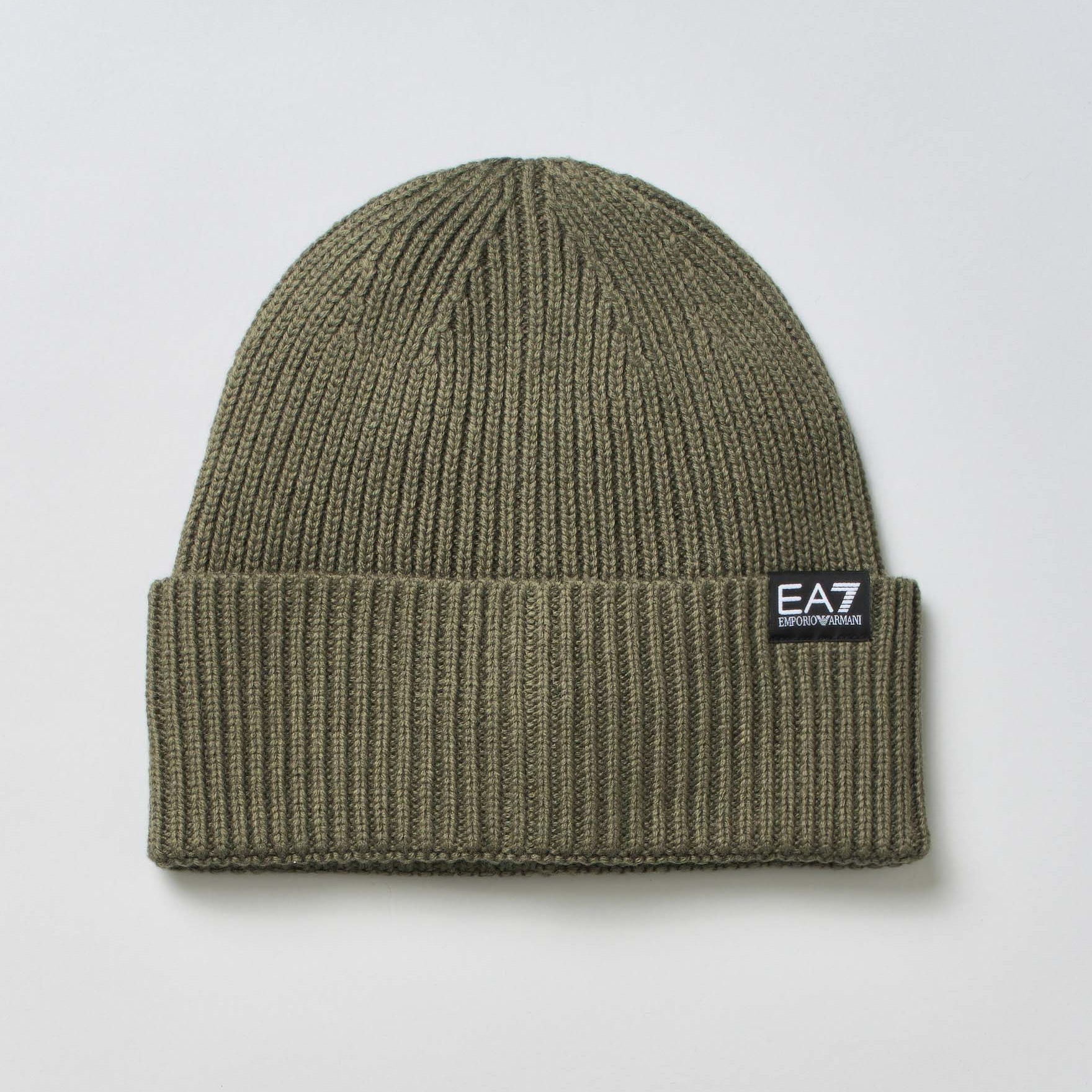 Armani EA7 Berretto Nero in Maglia a Costine con Logo