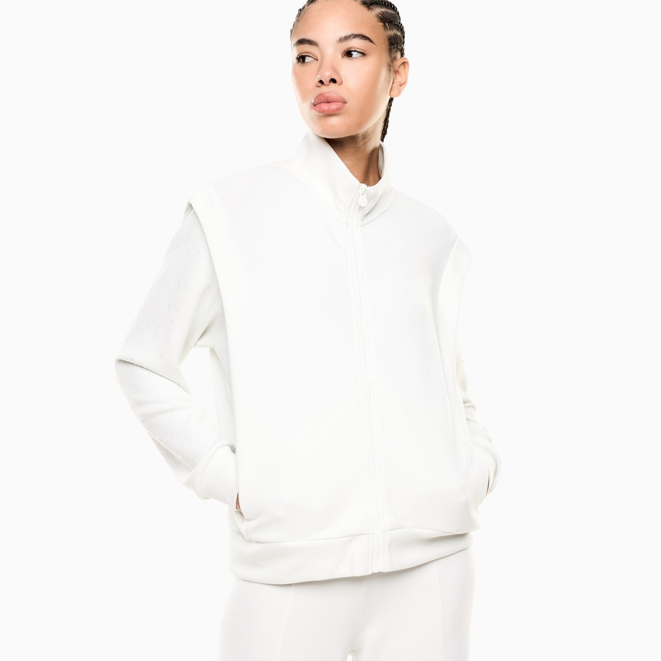 Armani EA7 Felpa in Interlock di Misto Modal Precious Bianco