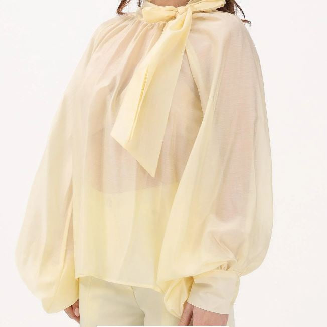 Vicolo Blusa con Fiocco e Manica a Sbuffo