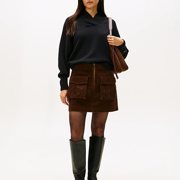 Tommy Hilfiger Minigonna in Velluto a Coste con Tasche Cargo