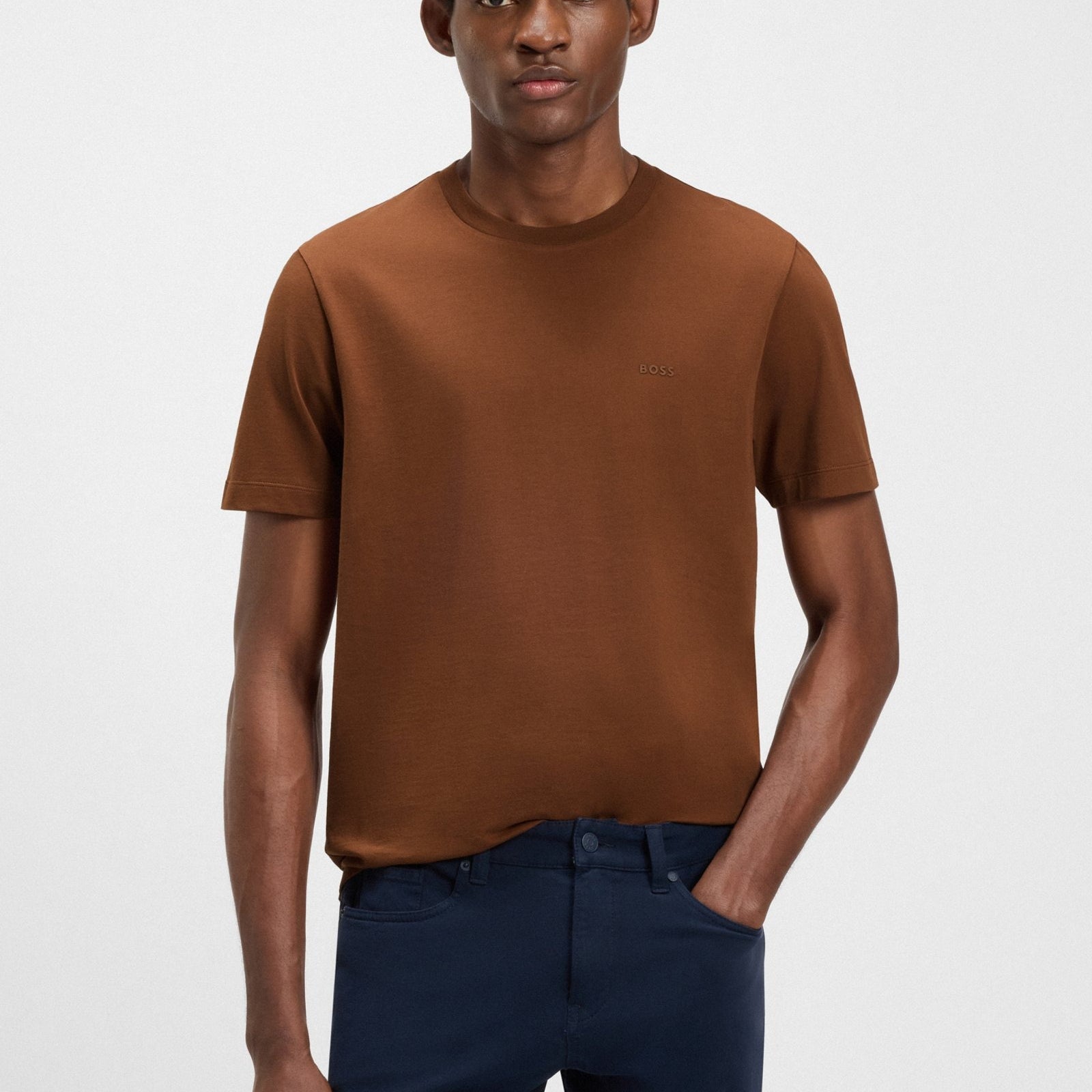 Boss T-shirt in Jersey di Cotone con Logo