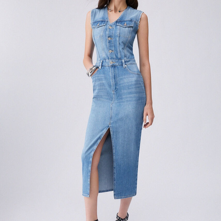 Liu Jo Abito Lungo in Denim Blù