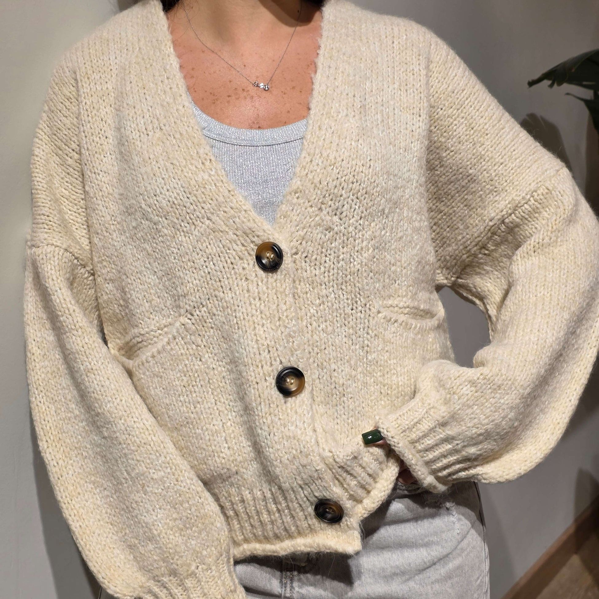 Haveone Cardigan Over Manica a Sbuffo