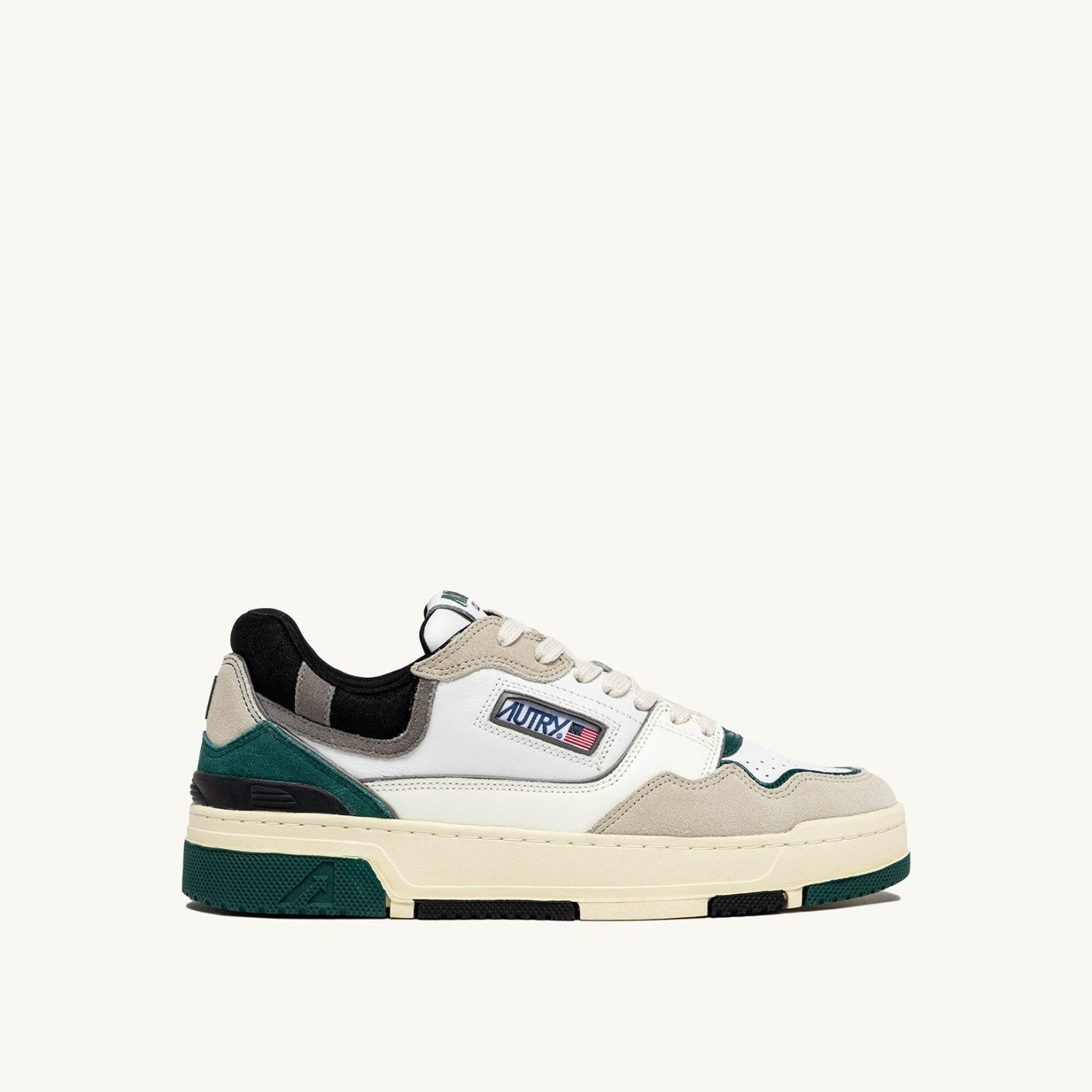 Autry Sneakers Clc Low in Pelle e Suede Bianco e Verde