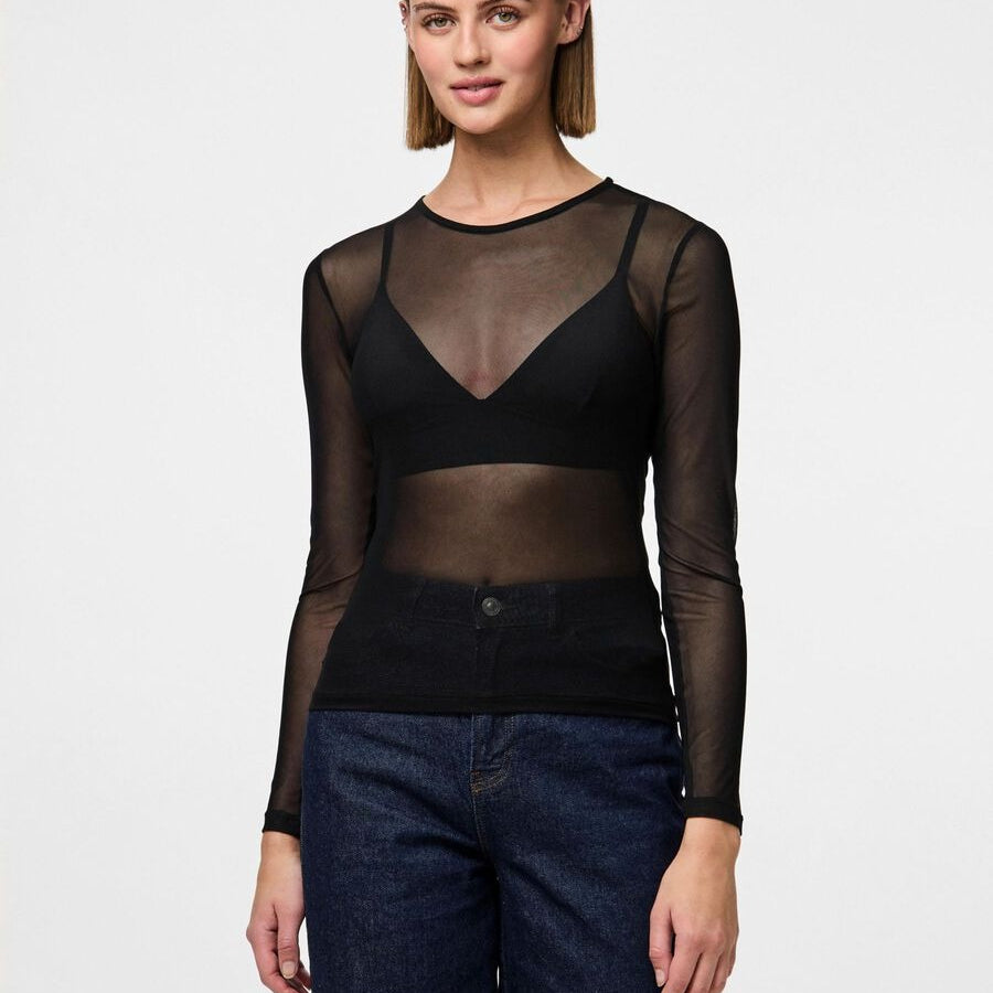 Pieces Maglia a Rete Trasparente