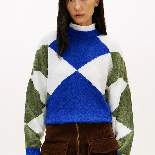 Tommy Hilfiger Pullover Oversize a Rombi in Misto Alpaca