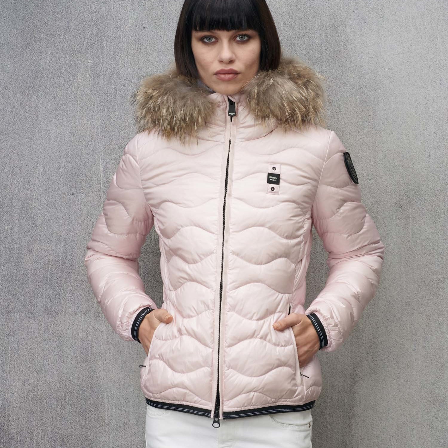 Blauer Usa Piumino con Cappuccio Bordo in Pelliccia Aldie