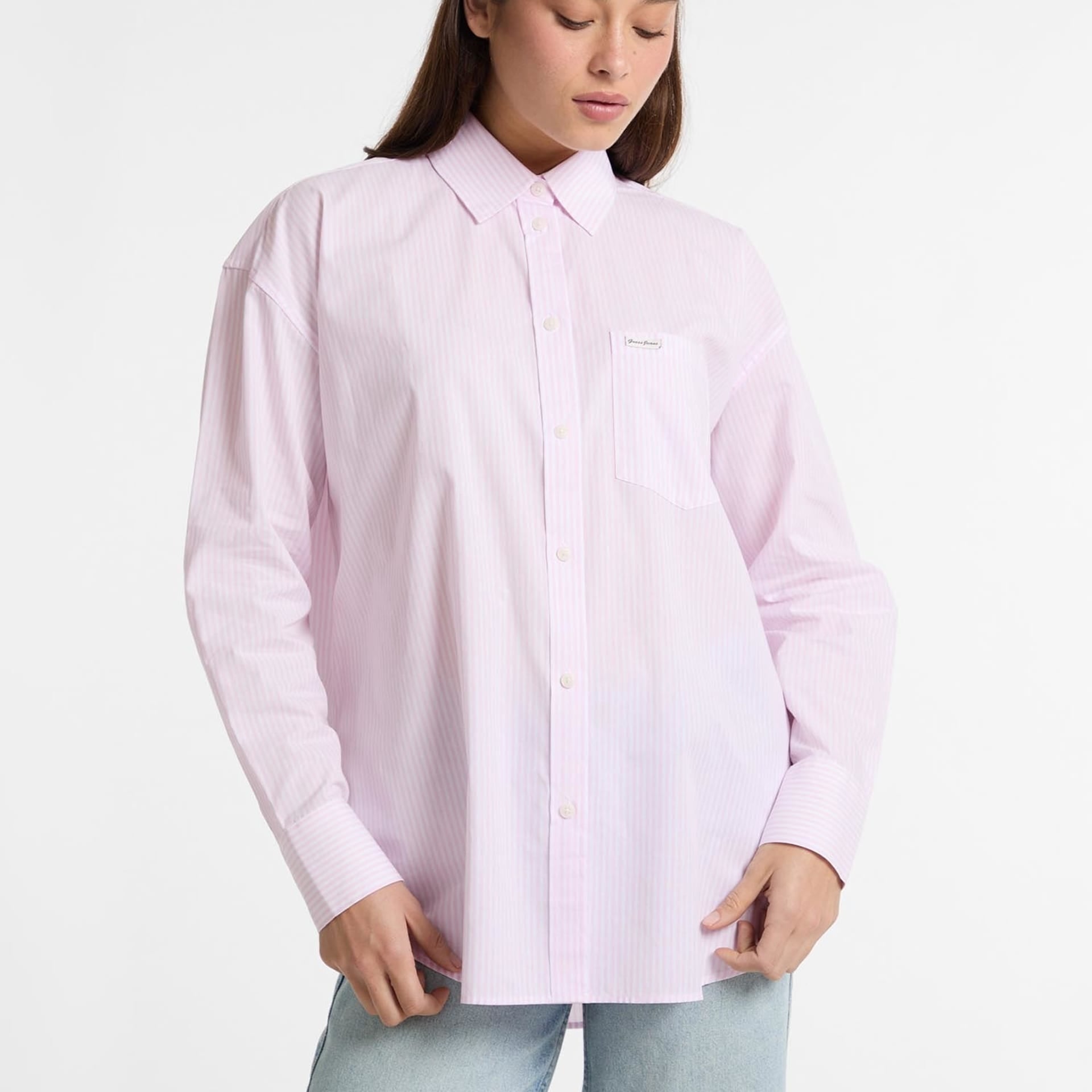Guess Camicia a Righe Rosa Bianco