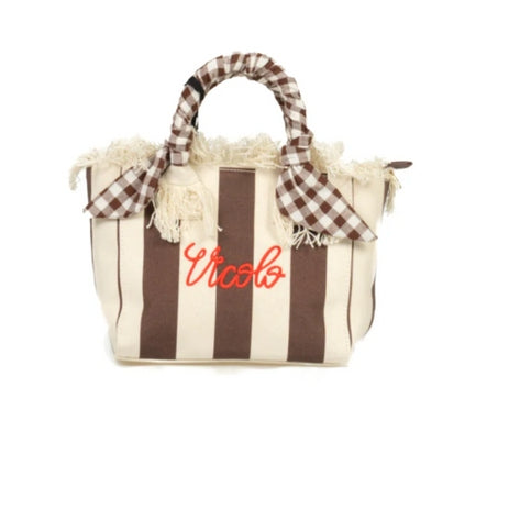 Vicolo Borsa Mini Ibiza Small in Canvas Rigata
Beige Marrone