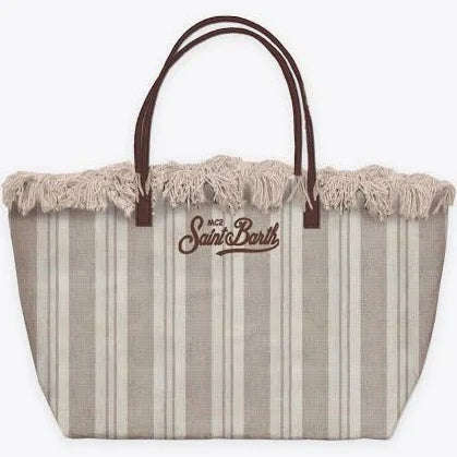 Mc2 Saint Barth Borsa Shopper City Medium in Canvas con Frange