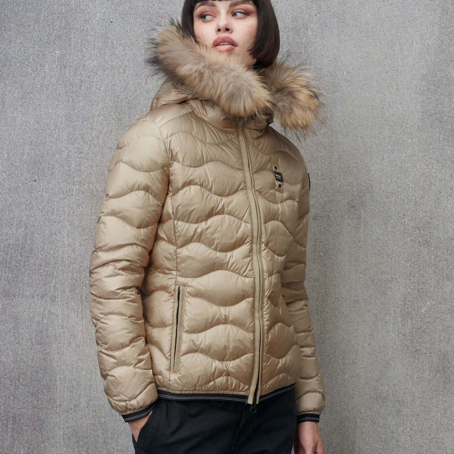 Blauer Usa Piumino con Cappuccio Bordo in Pelliccia Aldie