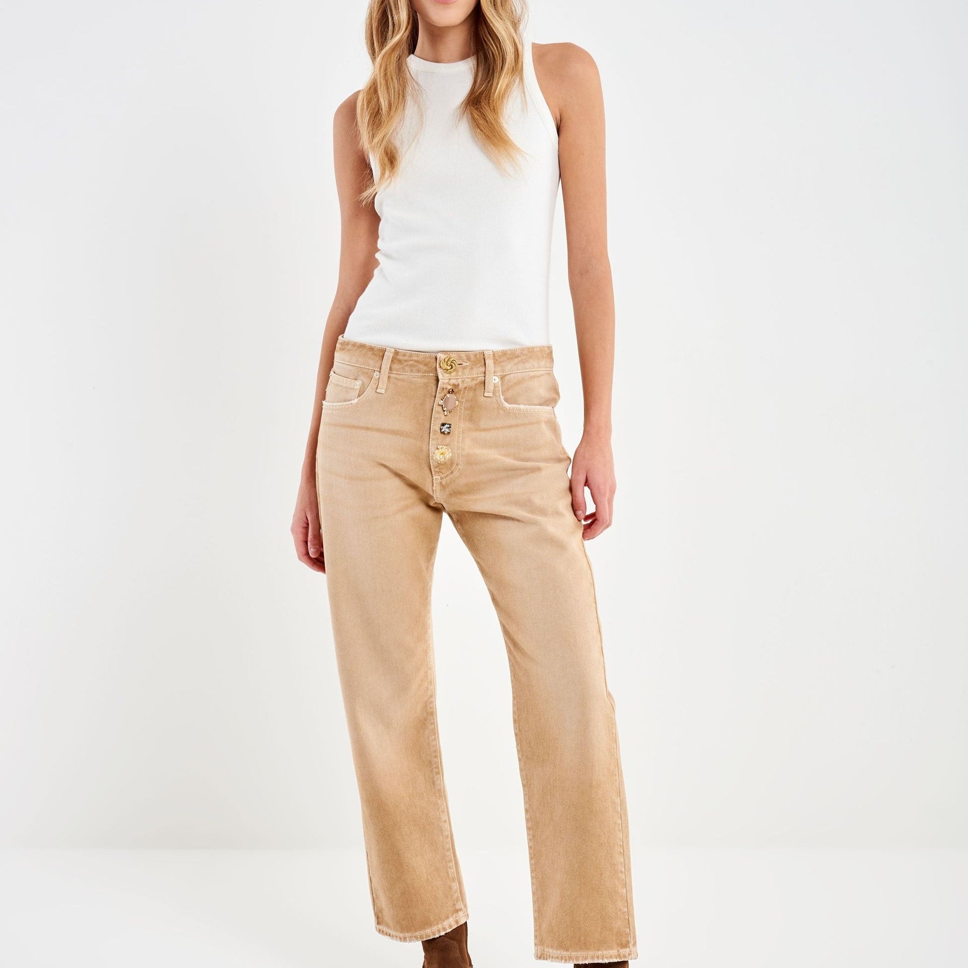Vicolo Jeans Zoe Bottoni Gioiello
Beige