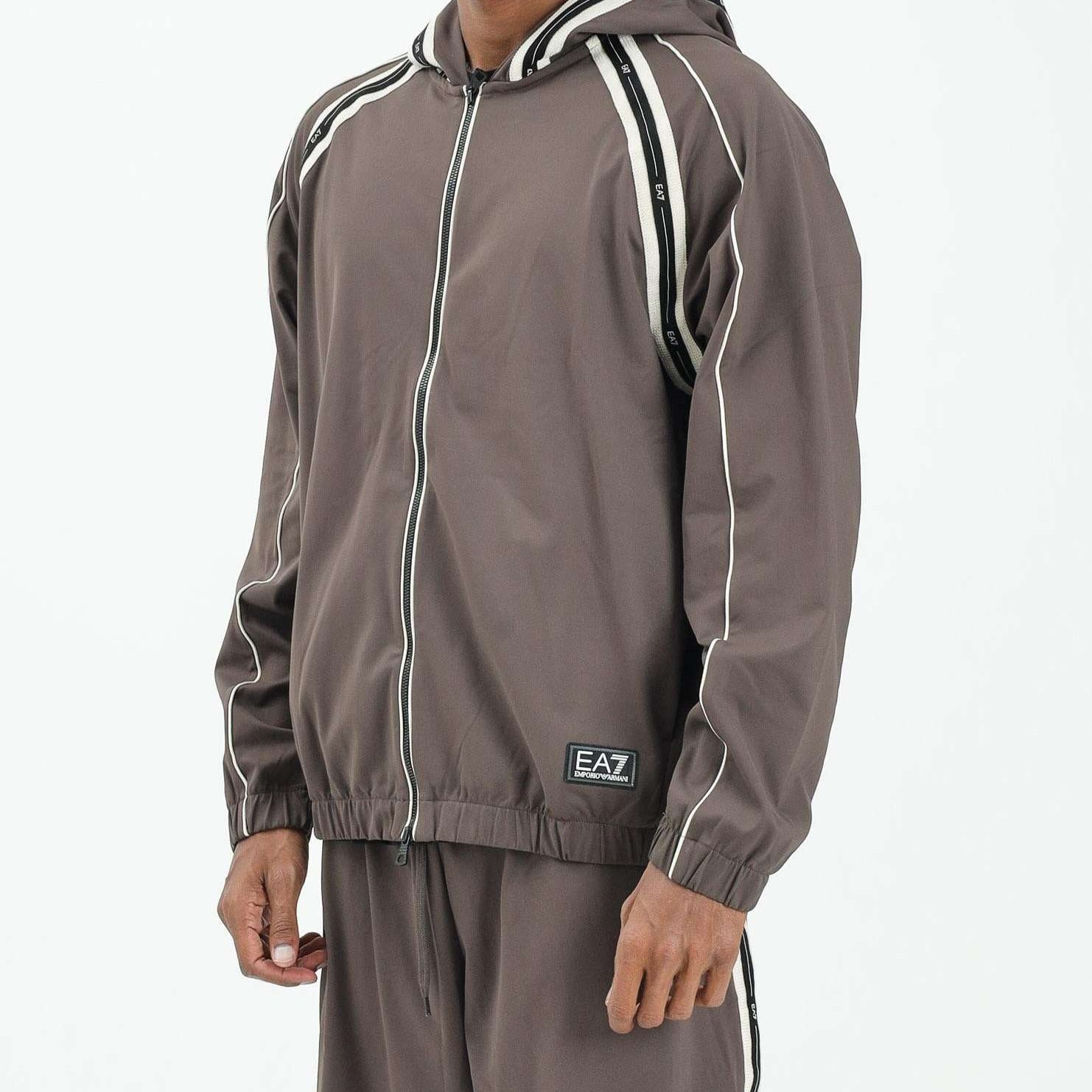 Armani EA7 con Cappuccio e Cerniera Logo Series in Misto Cotone