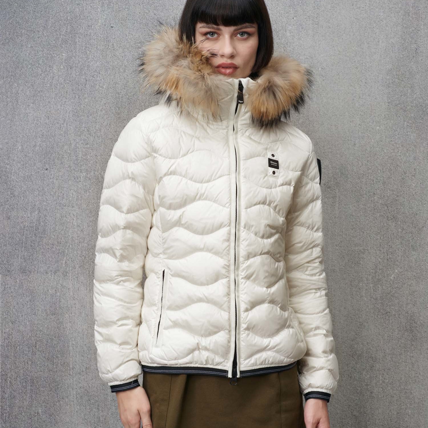 Blauer Usa Piumino con Cappuccio Bordo in Pelliccia Aldie