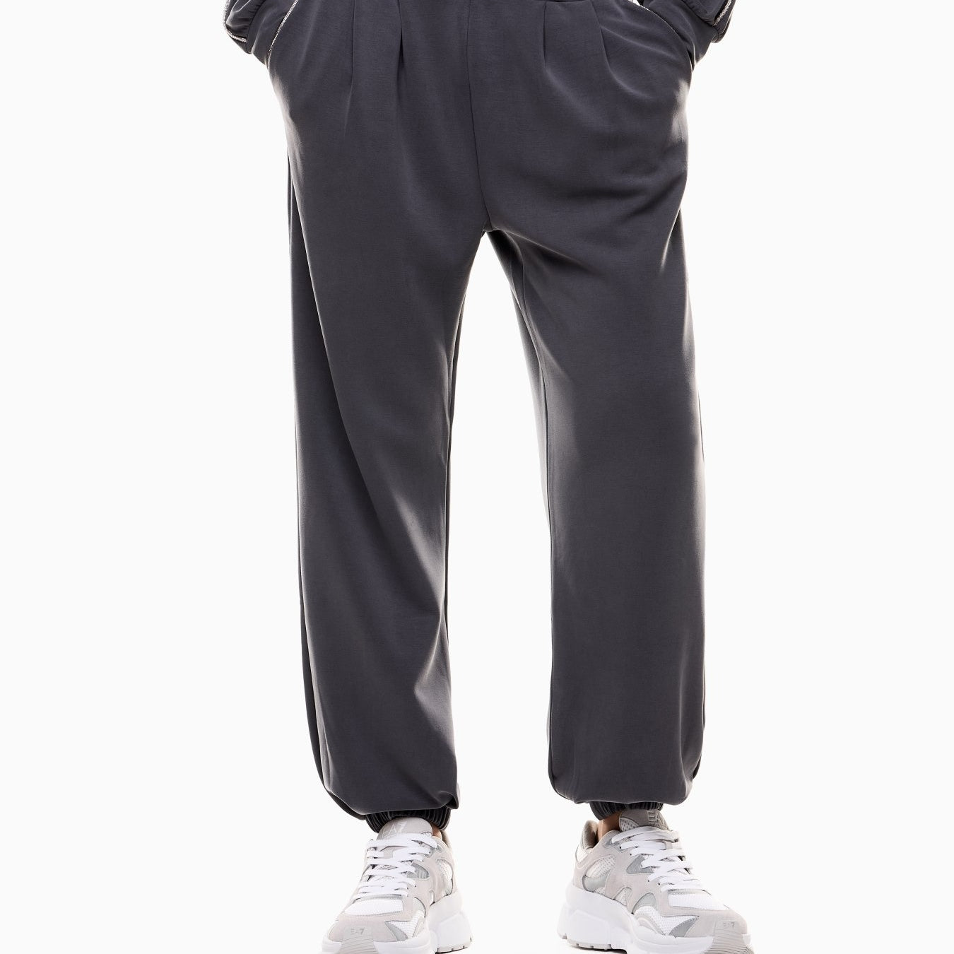 Armani EA7 Pantaloni jogger Precious in Interlock di Modal Stretch Grigio