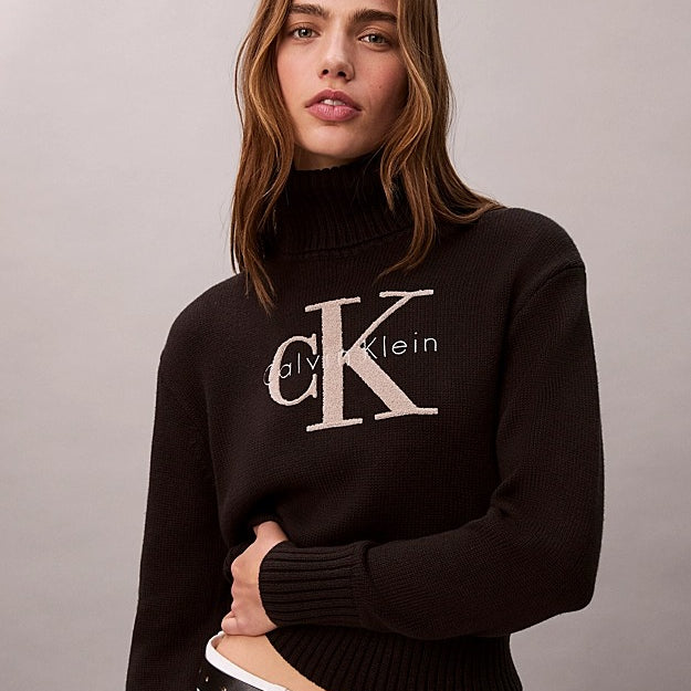 Calvin Klein Jeans Maglione a Collo Alto in Morbida Ciniglia