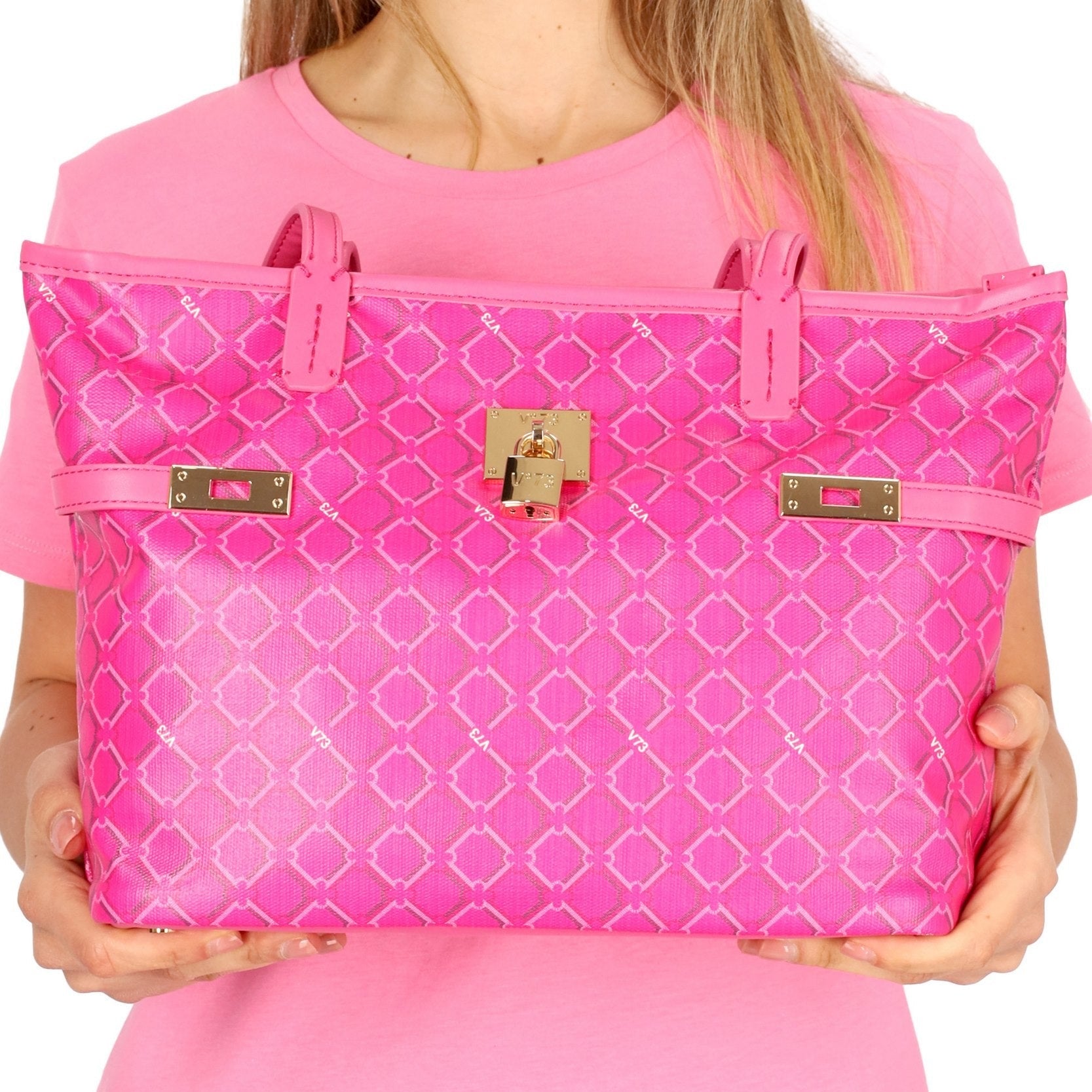 V°73 donna borsa da Spalla con Inserti in Metallo