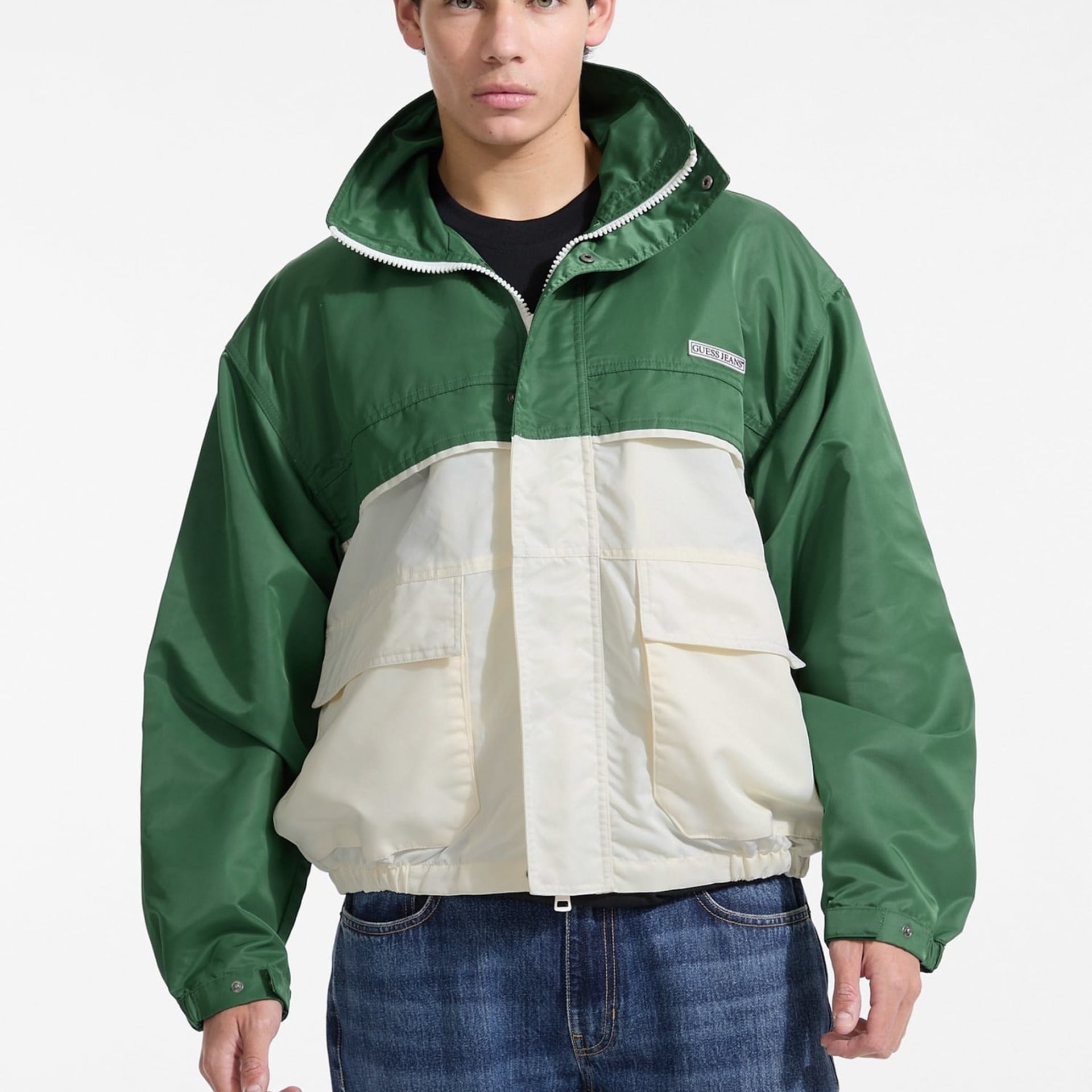 Guess Giubbino in Nylon Color-Block Verde