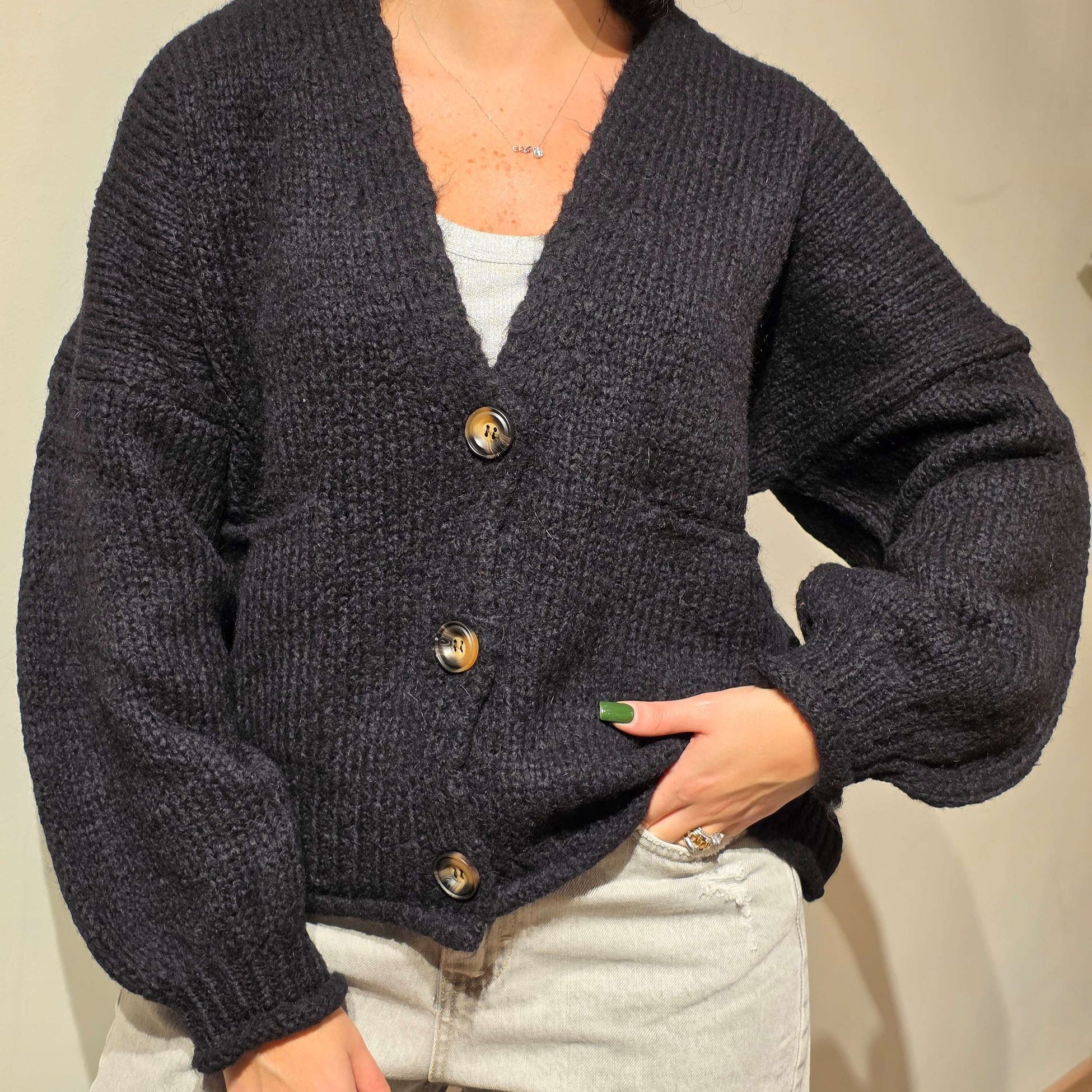Haveone Cardigan Over Manica a Sbuffo