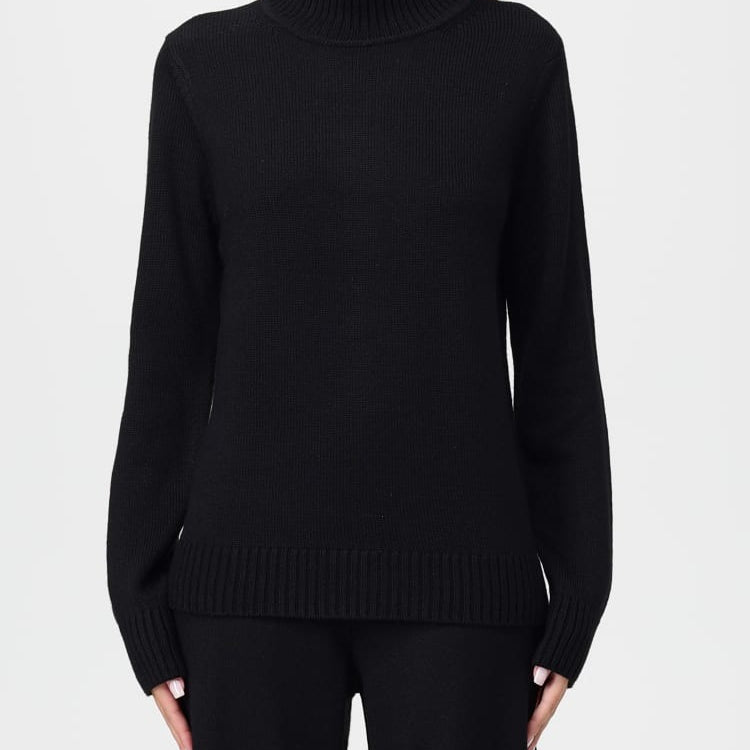 Armani EA7 Maglioa con Collo Alto e Bordo a Contrasto Nero Bianco