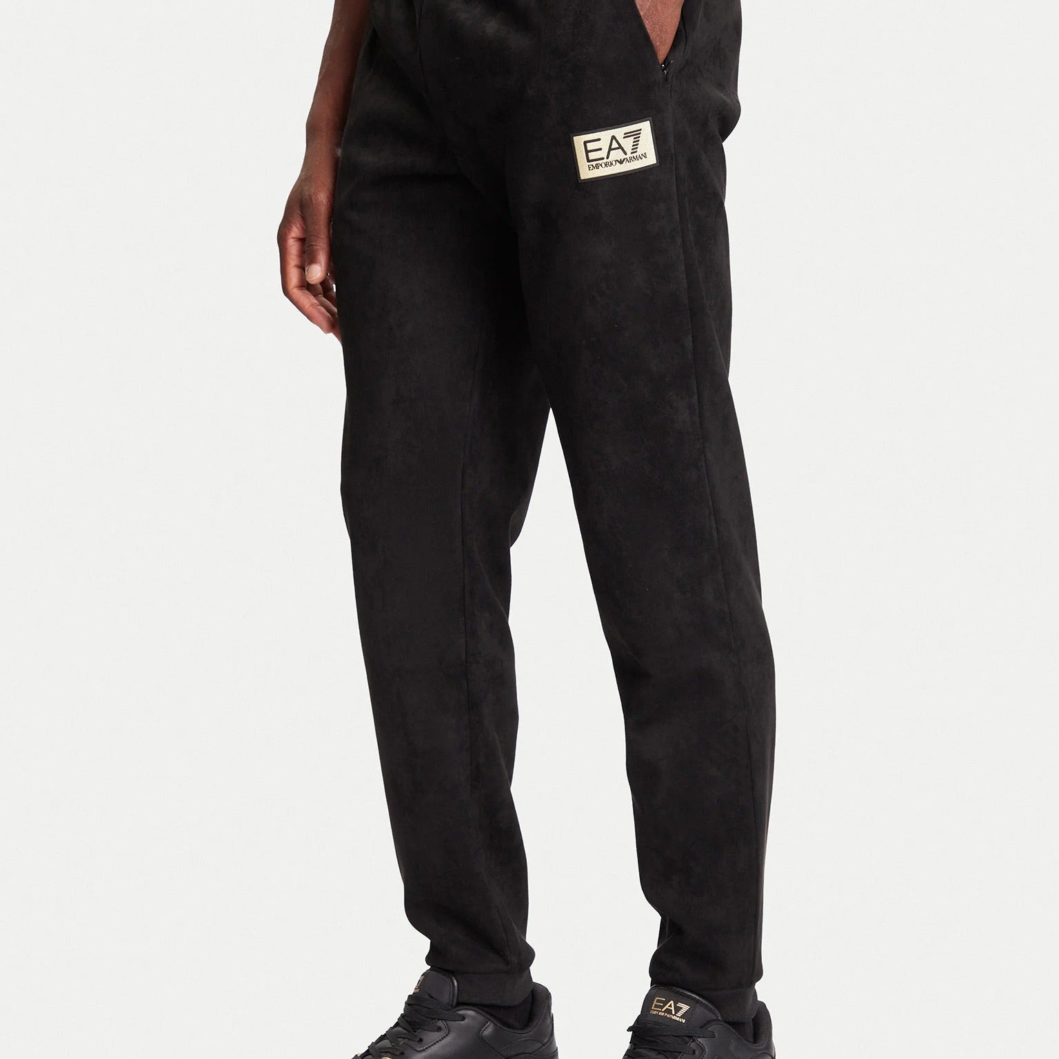 Armani EA7i jogger Gold Label in Tessuto Effetto Suede Nero