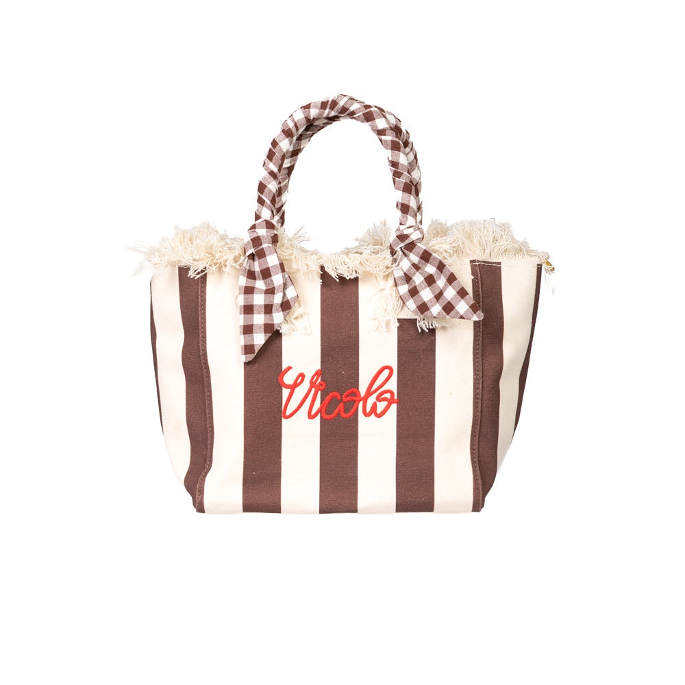 Vicolo Borsa Media Ibiza Small in Canvas Rigata
Beige Marrone