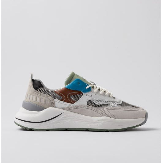 D.A.T.E. Fuga Hf Plus Sneakers in Camoscio e Pelle Bianco/Multicolore