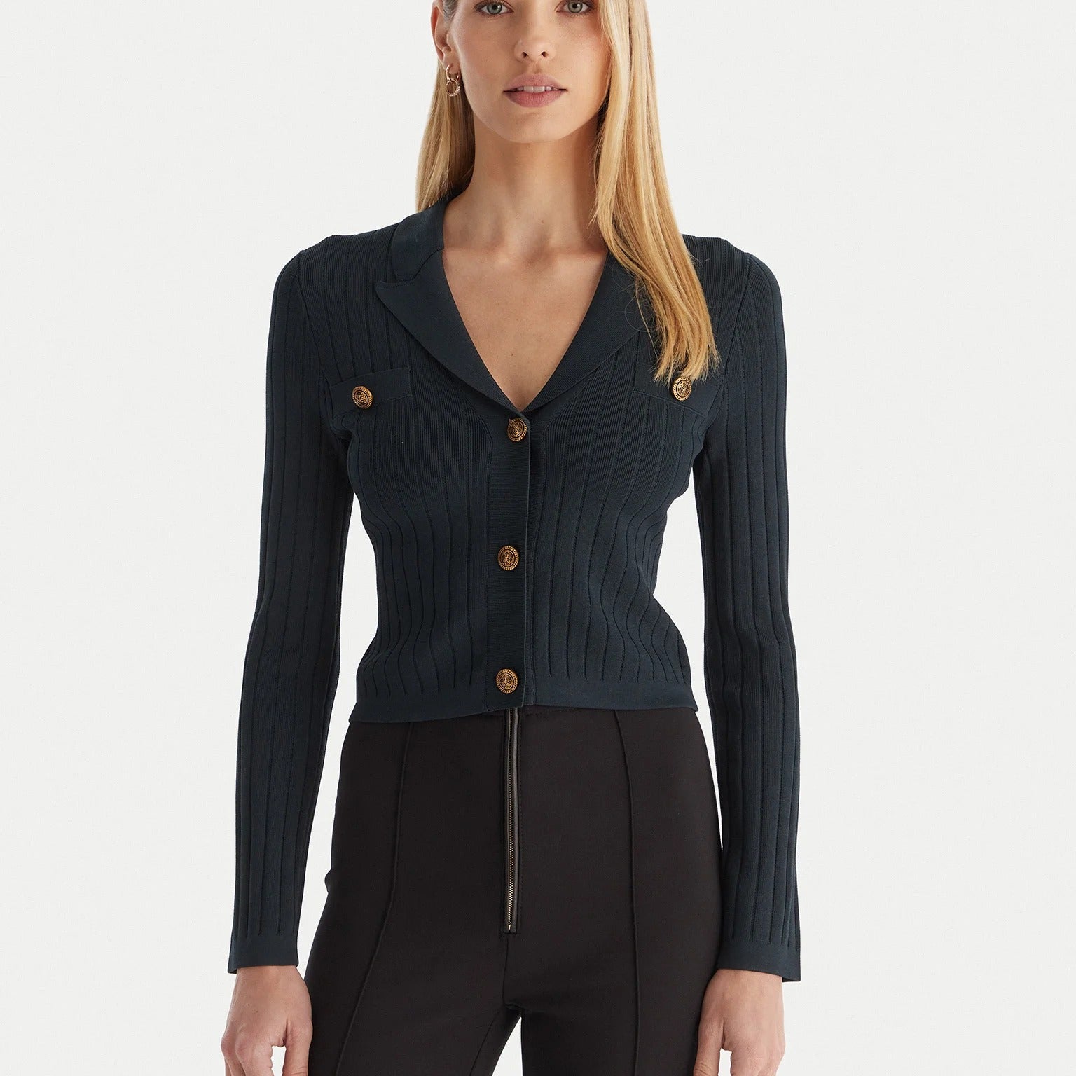 Guess Cardigan Maglia a Costine Verde