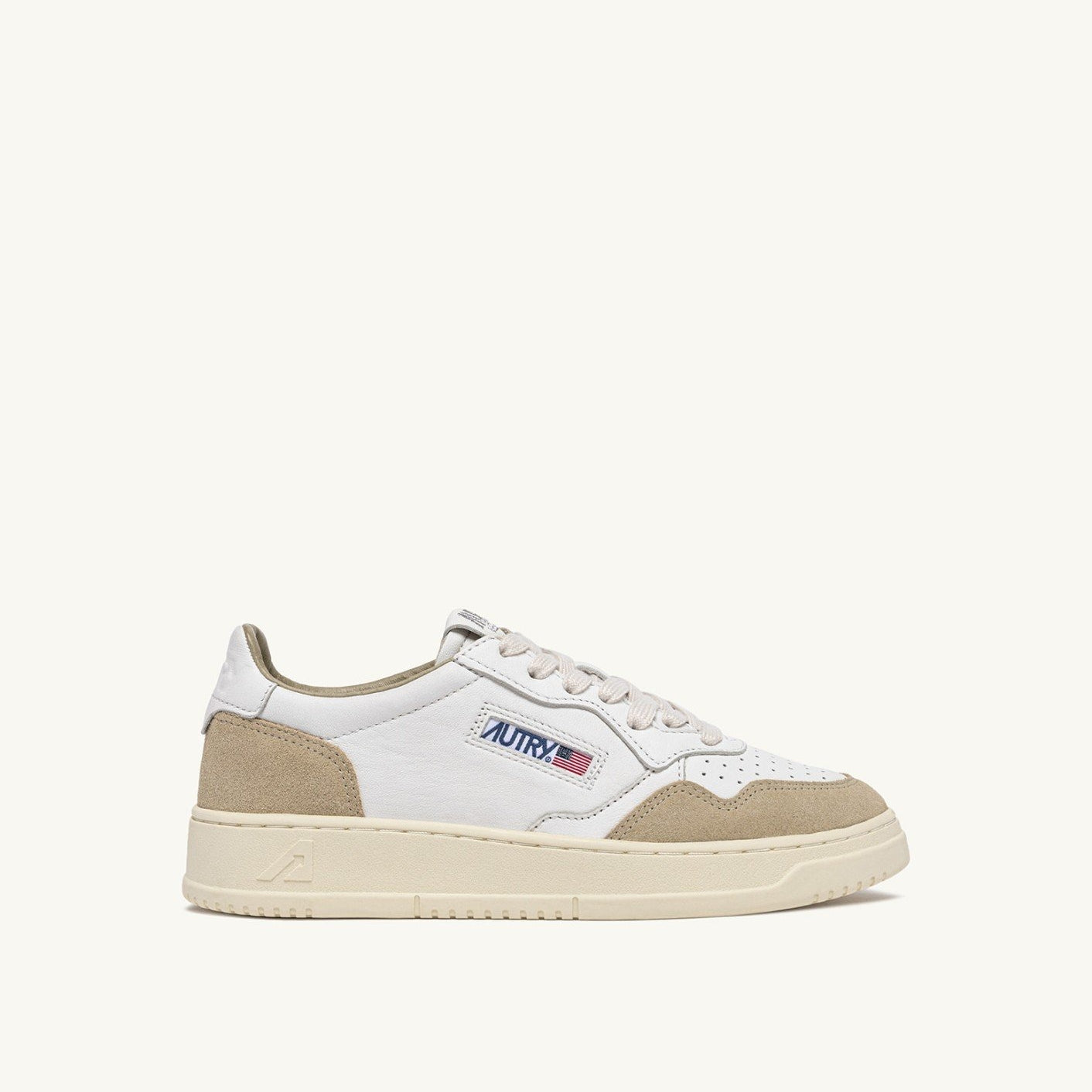 Autry Sneakers Medalist Low in Pelle e Suede Bianco e Beige