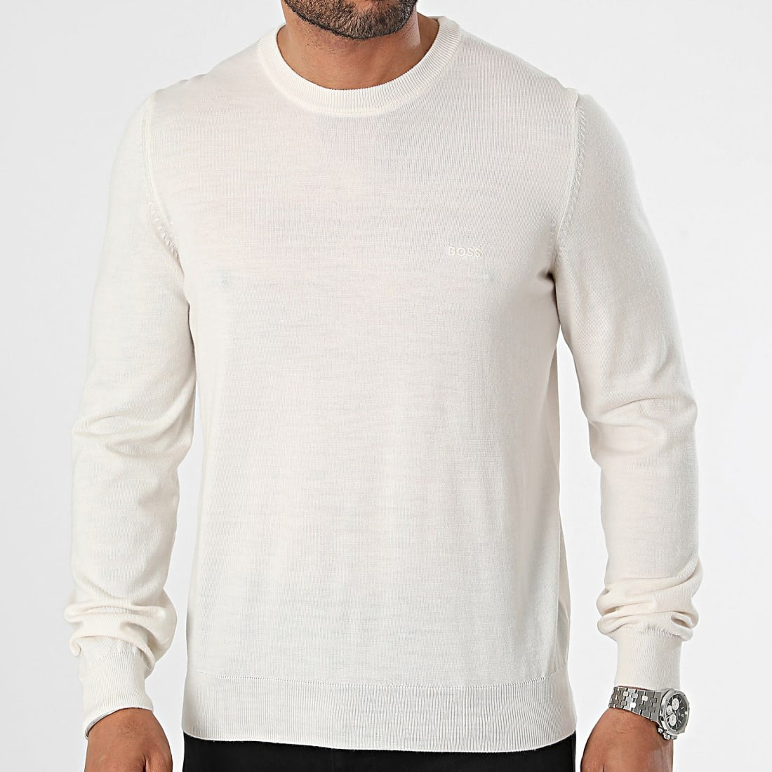 Boss Maglia Regular Fit in Lana Vergine con Logo Ricamato