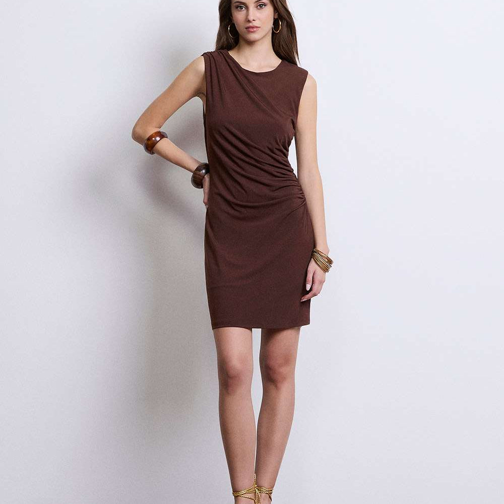 MARKUP Vestito in Poliestere con Drappeggio Laterale
Marrone