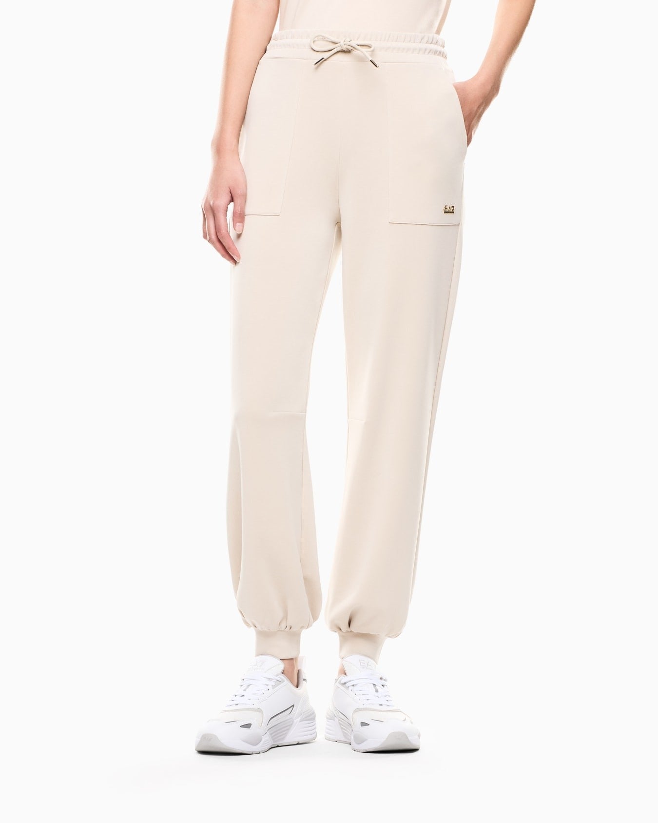 Armani EA7 Jogger Core Lady in Interlock di Misto Modal Stretch Beige