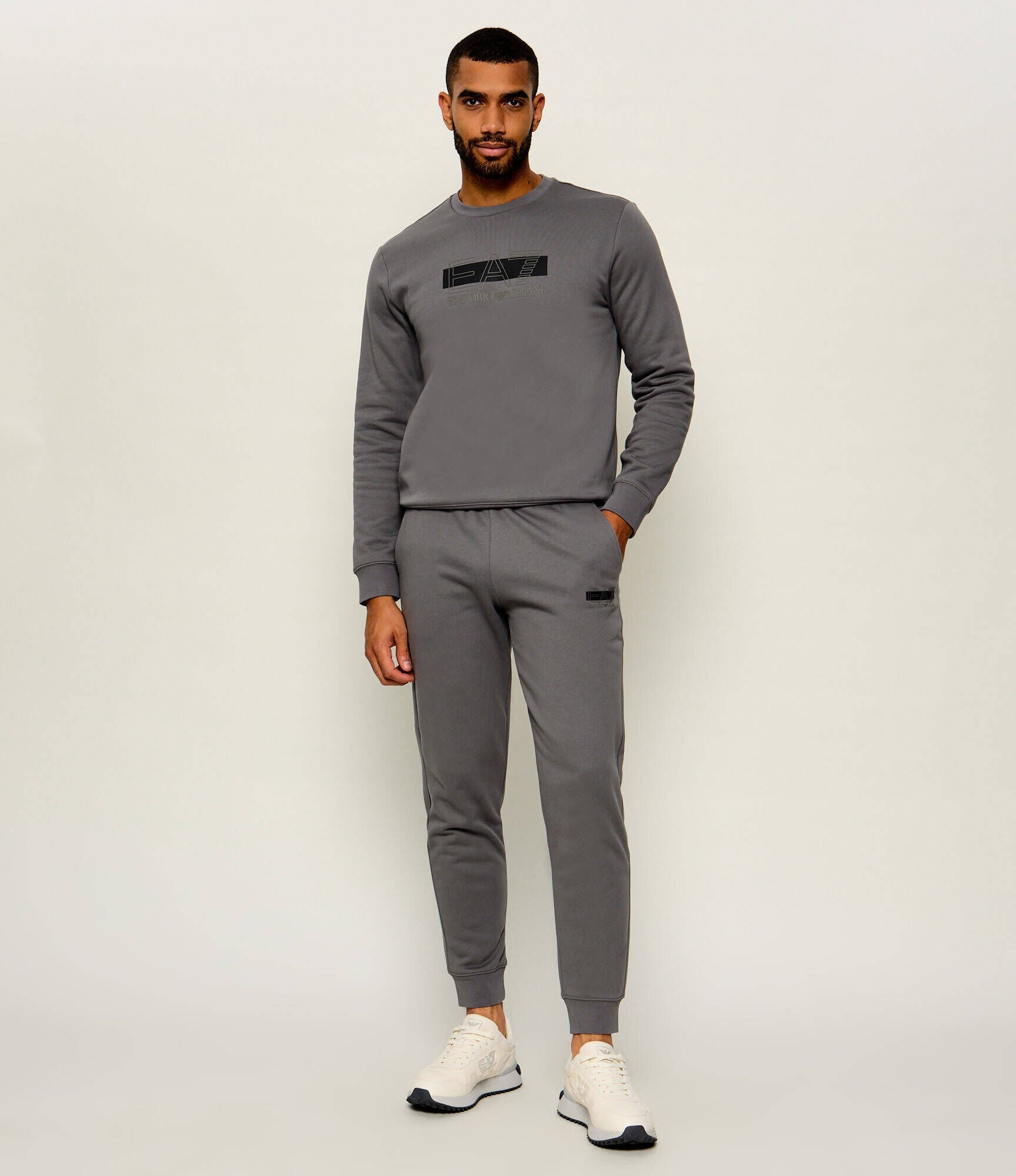 Armani EA7 Tuta Visibility in Cotone Misto con Felpa Girocollo e Logo