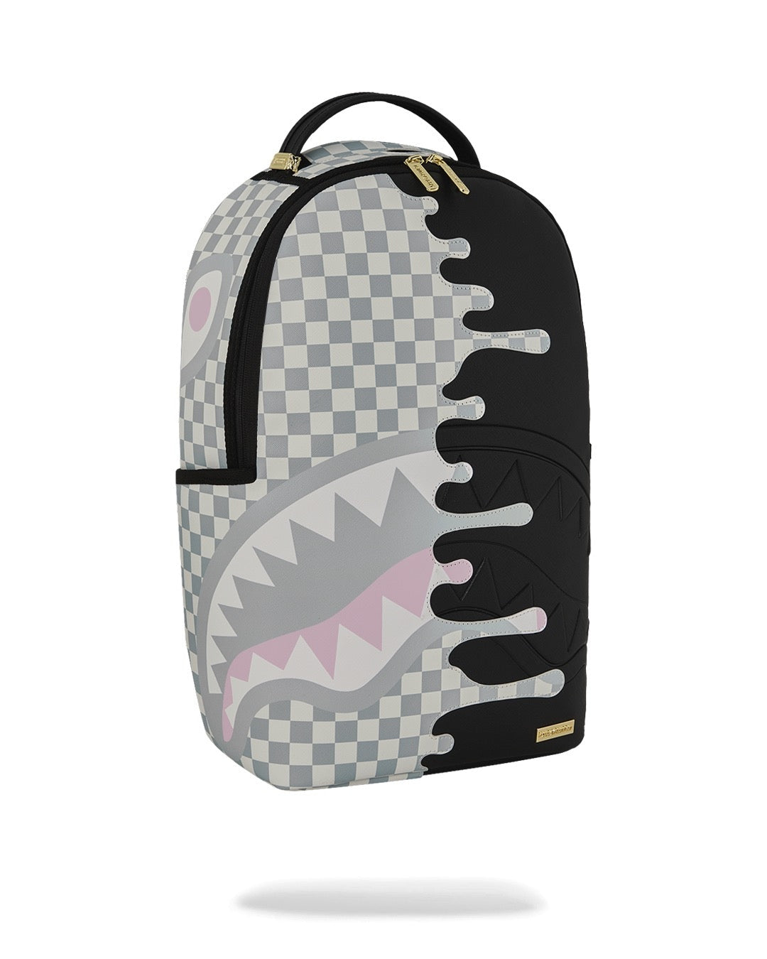 Sprayground Zaino Check Crema Shark Dlxsv  Incompleto Nero Grigio Rosa